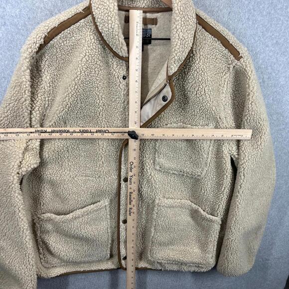 J Crew Nordic Sherpa Fleece Shawl-Collar Jacket Mens Sz XXL Full Zip Snap Front - Picture 10 of 13